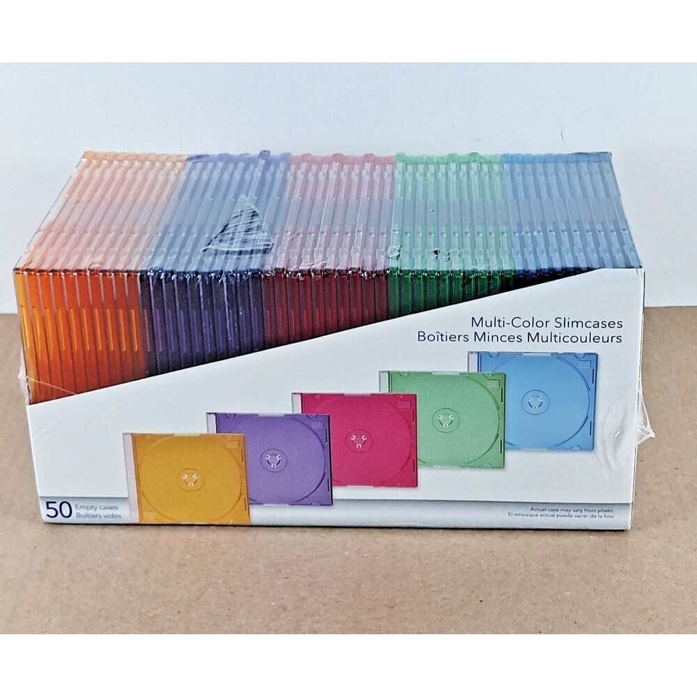 NEW Sealed Verbatim CD DVD Slim Jewel Storage Cases Multi-Color 50 PK Slimcases